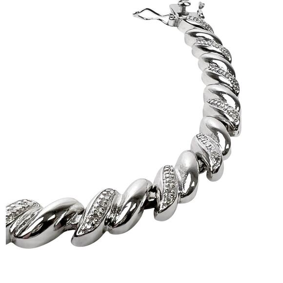 Silver Tone Bracelet PAJ BB China Textured Metal Shiny Smooth Links 8 Inch - Picture 7 of 12